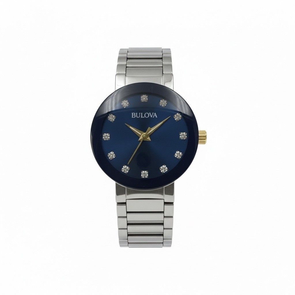 Bulova Futuro Womens Diamond Black Dial Stainless Steel 26mm Watch